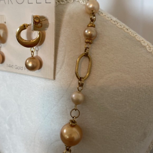 Carolee Vintage Rose Gold Pearl Necklace and Earrings.  NWOT - Picture 4 of 9